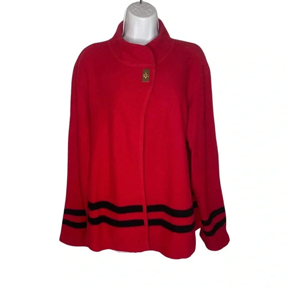 Calvin Klein Wool Blend Red Latch Close Jacket - Size XL - Picture 7 of 7